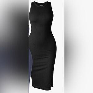 Black Ribbed Bodycon Dress